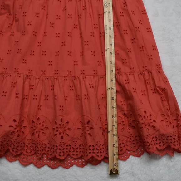 Ann Taylor Loft Babydoll Dress Sz 4 Eyelet Lace Tiered Cotton Cottagecore Boho - Picture 10 of 16